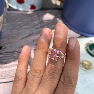 Pink Zircon Rose gold over Silver ring sz 7